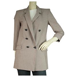 Petto Pinko Foderato Check Blu e Rosso 3/4 Giacca blazer di lana con maniche - SZ 38 Rosso Blu