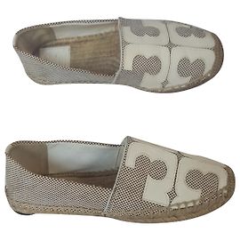Tory Burch Ines Espadrilles Beige Leather and Cloth Beige Other