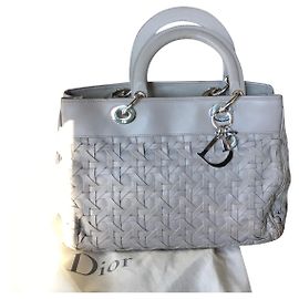 Dior Avenue handbag pearl grey leather Grey