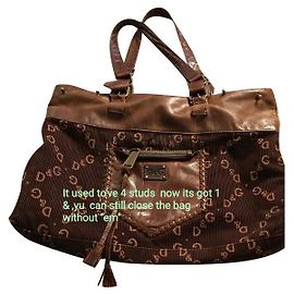 Bolsa tote Dolce & Gabbana de couro e veludo cotelê marrom Marrom