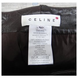 Céline-Pantalón Céline de piel de cordero t 40-Marrón oscuro