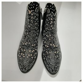 Alaïa-Leather ankle boots-Black