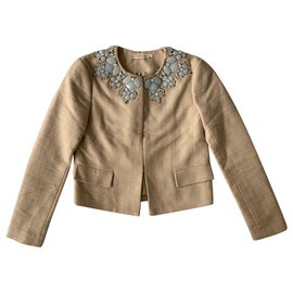 Tory Burch Giacca corta decorata Beige