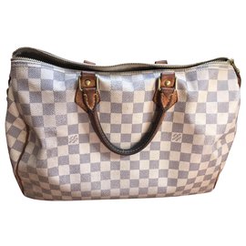 Louis Vuitton-Speedy 40 Azur-Beige,Blanco roto