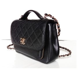 Chanel-Petit sac à rabat avec poignée-Noir