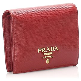 Prada-Prada Red Saffiano Bifold Wallet-Red