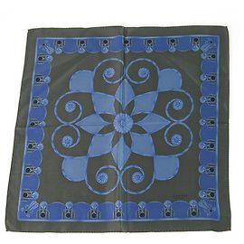 LANVIN 100% Seidenblauer Blumen-Herren-Einstecktuchschal , hervorragend Blau