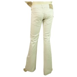Dondup-Pantalon Dondup Bianca White Flare Leg Bootcut taille de pantalon 26-Blanc