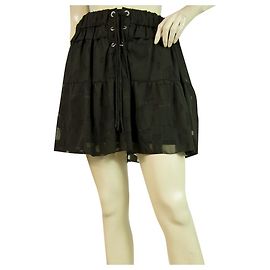 IRO " Carmel" Black Chiffon Tiered Pleated Mini Skirt Size 36 Black