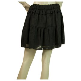 Iro-IRO " Carmel" Black Chiffon Tiered Pleated Mini Skirt Size 36-Black