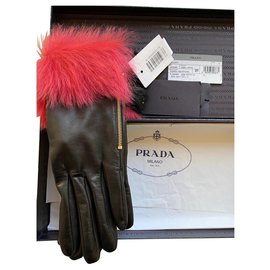 Prada Lederhandschuhe Schwarz