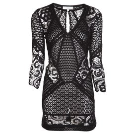Iro-Vestido de crochet con abertura Rovea de IRO-Negro