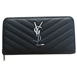 Saint Laurent Black Leather Wallet Black