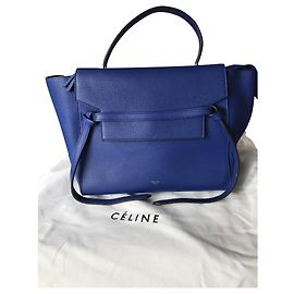 Borsa Nano Belt Céline Blu in Pelle Granulata Blu