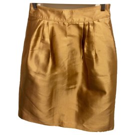 Burberry-Golden silk skirt-Golden,Metallic