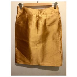 Burberry-Golden silk skirt-Golden,Metallic