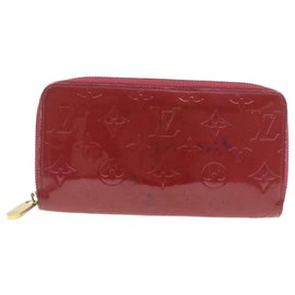 Louis Vuitton-LOUIS VUITTON Monogram Vernis Zippy Wallet M91597 Rose Andian Auth gt422-Red