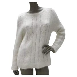 Balmain-Balmain White Angora Sweater Gr.40-Weiß