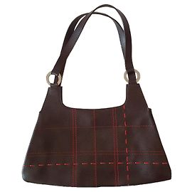 Borsa Pennyblack (MAX MARA) in pelle marrone con cuciture rosse Marrone scuro