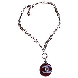 Chanel lined-sided long necklace Red