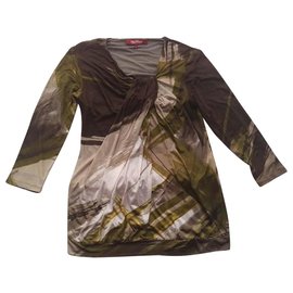 Max Mara Gemusterter Viskosepullover Olivgrün M Olivgrün