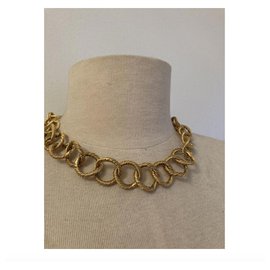 Chanel-Coleção CHANEL impressionante 26 CERCA DE 1990 colar gargantilha de corda de ouro-Dourado