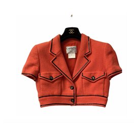 Chanel-BARBIE COLLECTION Gorgeous coral red SPRING 1995 CHANEL RUNWAY JACKET-Red,Orange