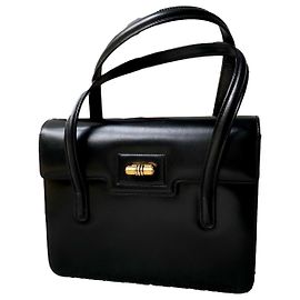 Borsa Gucci in pelle nera con manico in bambù Nero