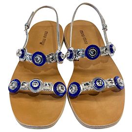 Miu Miu sandali Argento Blu Metallico