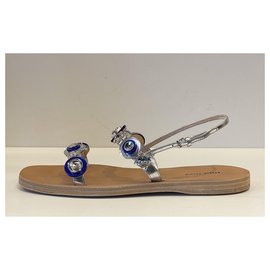 Miu Miu-sandali-Argento,Blu,Metallico