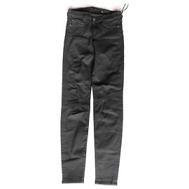 7 For All Mankind Slim Illusion Luxe The Skinny Jeans Rinsed Black Distressed Wash Black