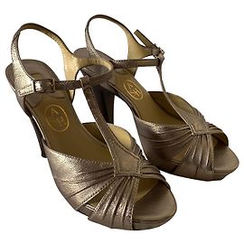 Ash Metalized leather high sandals Metallic