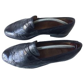 Autre Marque Manfield Black Leather Moccasins Black