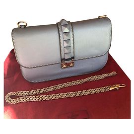 Valentino Garavani Single Handbag Light Blue Leather Light blue