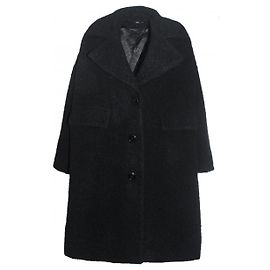 Ganni Abrigo oversize de lana boucle Negro