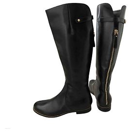Sergio Rossi Black Leather Riding Boots Black