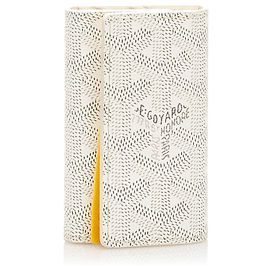 Goyard White Goyardine Leather 6 Key Holder Black White