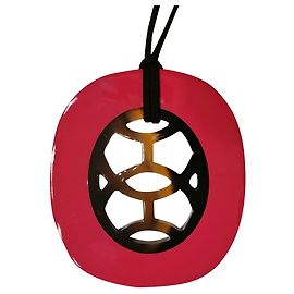 Autre Marque buffalo bone and lacquer pendent Fuschia