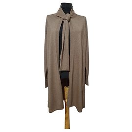 Autre Marque Cardigan longo oversize Fogal bege de seda e caxemira Bege
