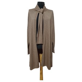 Autre Marque Fogal Oversize Strickjacke lang beige Seide Kaschmir Beige