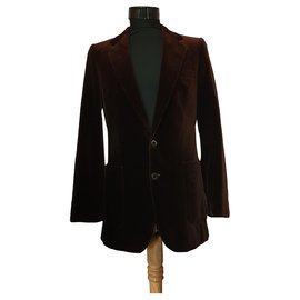 Yves Saint Laurent-Blazers Jackets-Brown