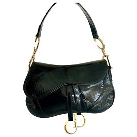 DIOR SADDLE CUIR VERNIS Noir