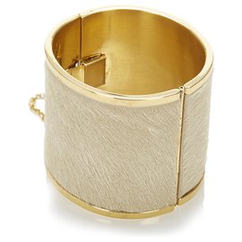 Céline-Celine White Pony Hair Bangle-White,Golden