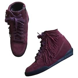 The Kooples Baskets compensées à franges Bordeaux