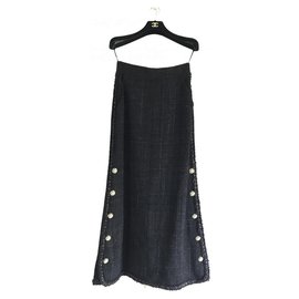 Chanel-5K $ New Maxi Gonna Tweed-Nero