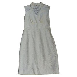 Milly Guipure Spitzenkleid aus Seide Weiß Creme Weiß Roh