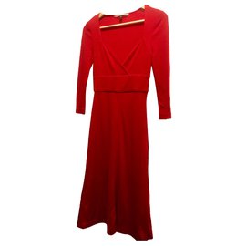 Diane Von Furstenberg-Vestido de lã vintage DvF 1970-Vermelho