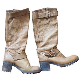 Botas Biker Geronimo Free Lance em couro caramelo Caramelo