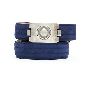 Chanel BOY NAVY SUEDE SILVER T80 Bleu Marine Bijouterie argentée