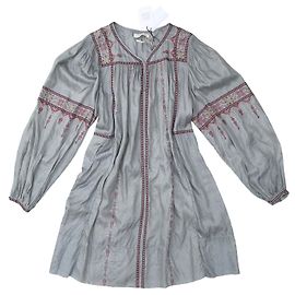 Isabel Marant Etoile Seidentunika Kleid Perlgrau Grau